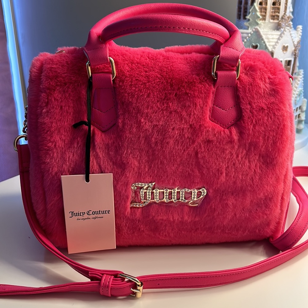 Pink Juicy Couture Free Love fluffy satchel